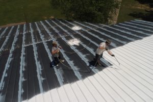 rinsing the roof